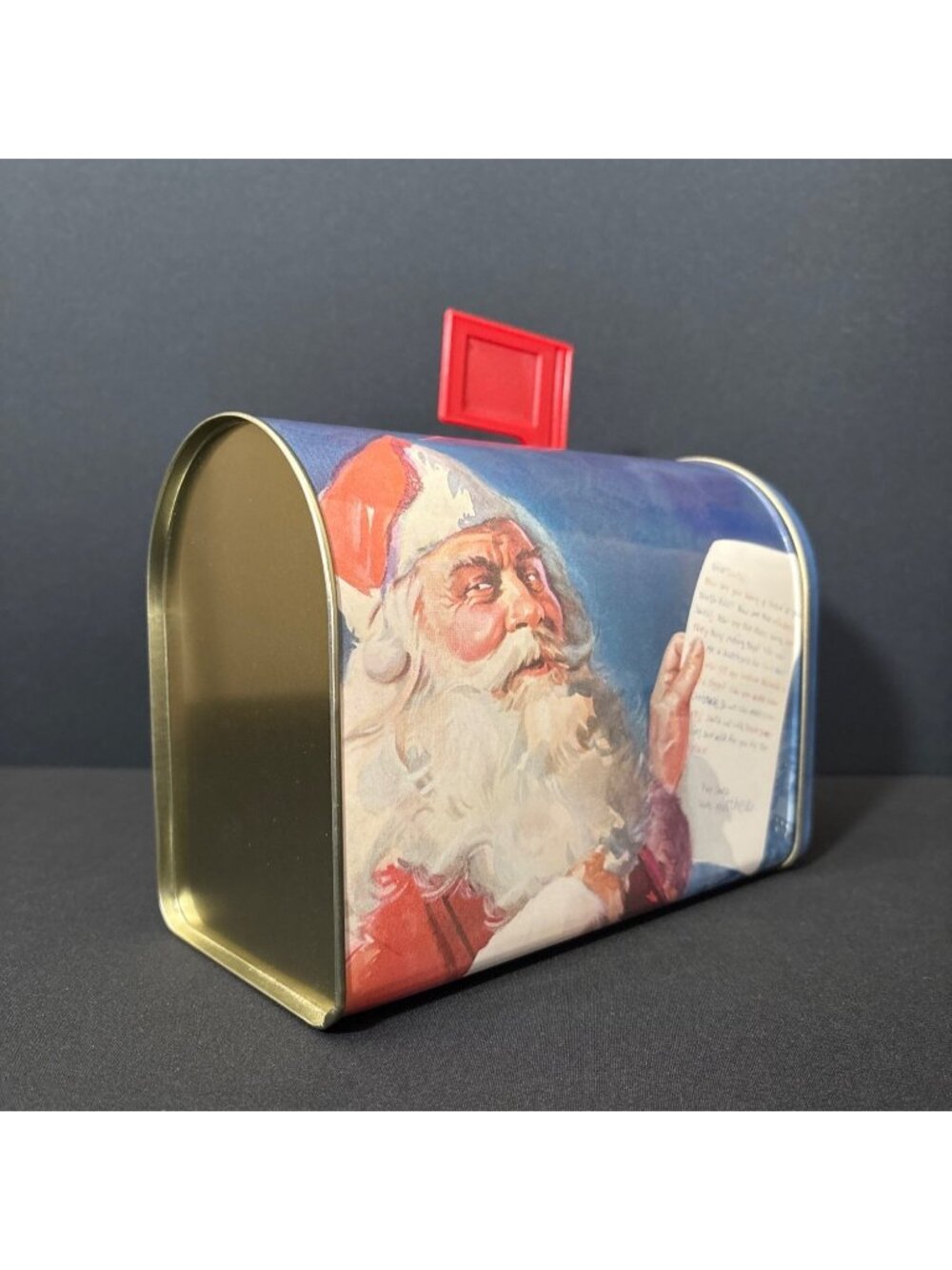 Christmas Mailbox Santa Claus With Red Flag Vintage Metal Letters to Santa Art - Picture 8 of 13